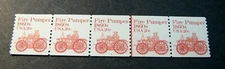 US PNC Strips Stamps Scott# 1908 Fire Pumper 1984  MNH   Strip of 5  P#8 L236