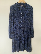 BNWOT Joe Browns Shirt Dress Size 8 Blue Patterned. Button Front. Collarless