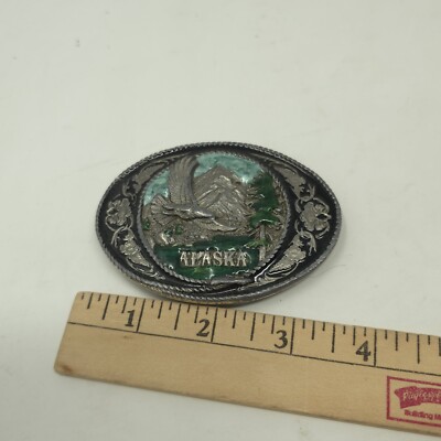 1991 Siskiyou Green Enameled Bald Eagle Mountain Belt Buckle  display picture 3