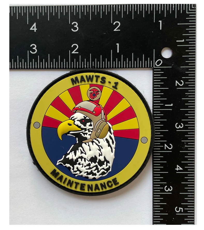 Marine Corps MAWTS-1 Maintenance Red PVC Patch with Hook and Loop Backing for Tactical Gear