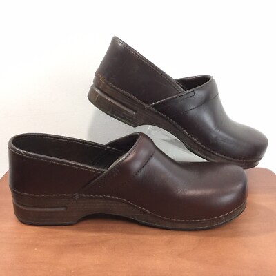 Dansko Mens Sz 47 Brown Leather Professional Clogs Slip  display picture 1