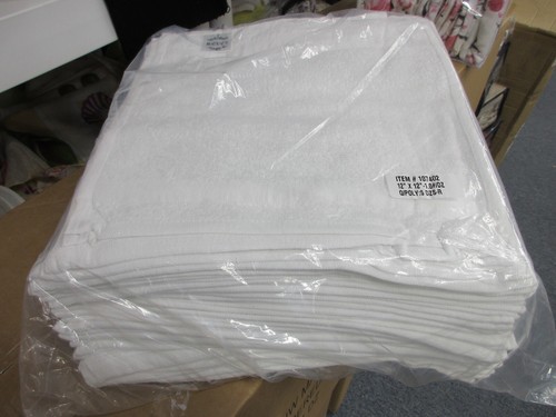 12x12 White Washcloths Rags Bath/Craft/Kitchen/Garage/Face 1 LB Per Dozen REVEL - 第 1/3 張圖片