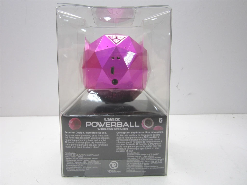 Altavoz inalámbrico Bluetooth Powerball rosa Lyrix (09005) funciona con teléfono/tableta Foto 4 de 4