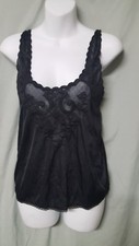 LARGE BLACK CAMISOLE TOP Nylon VINTAGE STYLE 40" BUST