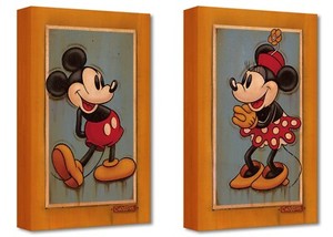 2 Mickey & Minnie Disney Fine Art Trevor Carlton Ltd Ed TOC Print "Vintage"