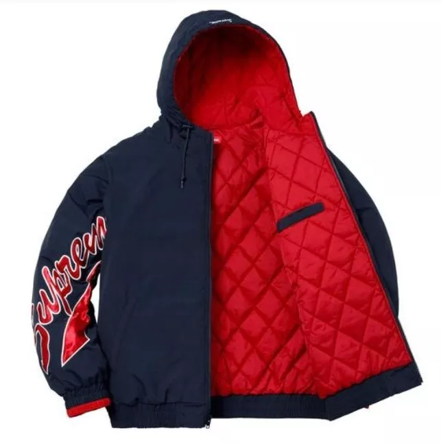 Veste SS18 Supreme Sleeve Script Sideline taille L Large imperméable marine