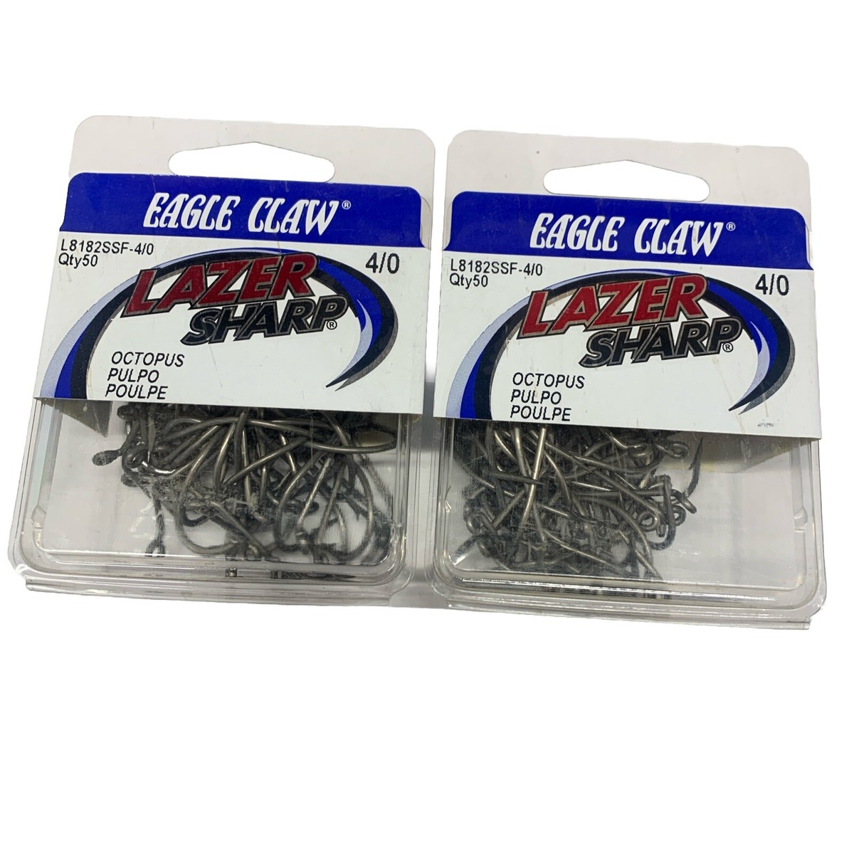 2PC Eagle Claw Lazer Sharp Stainless Steel Octopus 4/0 Hooks 50pk