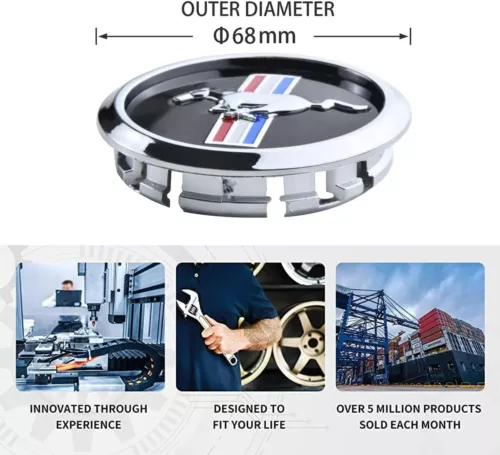 4pcs 68mm Must-ang Horse Wheel Hub Caps Center Cover Center Covers - Multicolour - Bild 3 von 5