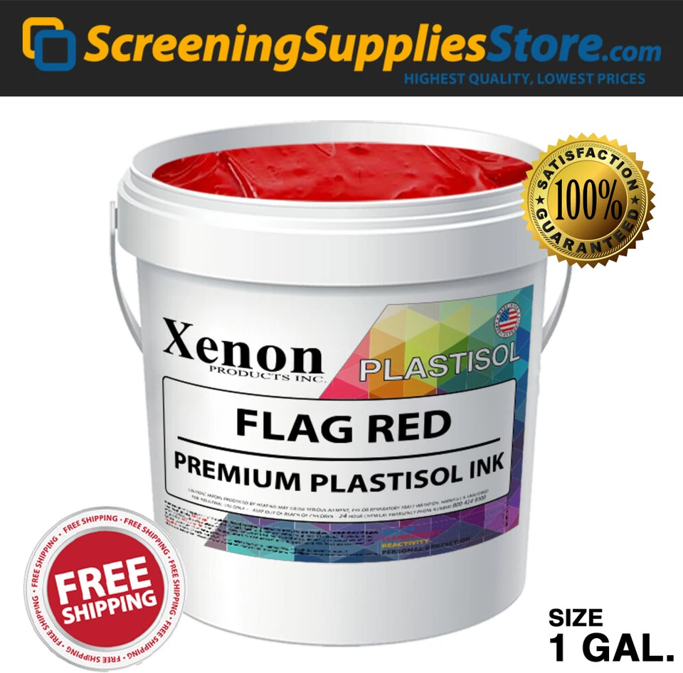 XENON SCREENINGSUPPLIESSTORE Xenon - Flag Red Plastisol Ink For Silk Screen Printing - 1 Gallon 128oz