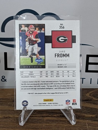 2020 Score Jake Fromm #356 RC Georgia Bulldogs Rookie - Picture 2 of 2