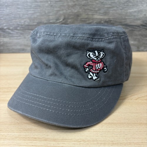 Wisconsin Badgers Hat Cap Womens Strap Back Cadet Army Cap Gray Champion