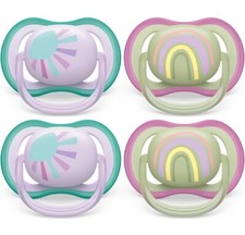 4Pk-Philips Avent Ultra Air 0-6m Baby Pacifier BPA Free Lilac  Green SCF085/51