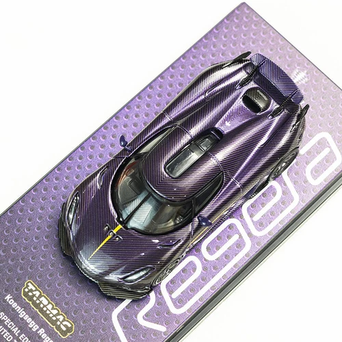 1/64 Alloy Diecast Car Model Koenigsegg Regera Purple Carbon Fiber - Picture 9 of 10