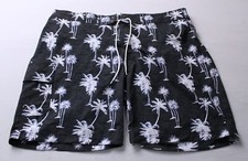 Arizona Jean Co. Men's 9" Inseam Swim Short EJ2 Black White Palm Size 2XL