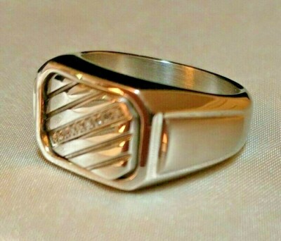 Silver Ring with Diamond Angle ''DAD'' Inscribed Size 11 NEW