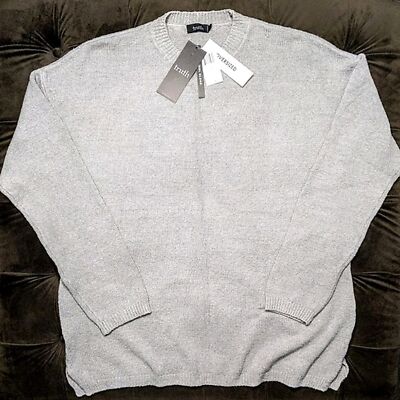 Mens Crew Slub Sweater L Truth Republic Cotton Wool Oversize Bouclé Popcorn Knit