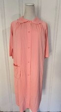 Vintage Shadowline Nightgown Robe Set Size S Coral Floral Lace 60s FAST SHIP