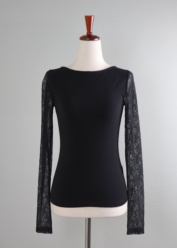 ALICE + OLIVIA $220 Lenni Poly-Blend Lace Leather Trim Black Stretch Top Size XS - 第 2/7 張圖片