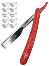 Navaja Barber Salon Cut Throat Straight Shaving Razor Folding 10 Free Blades