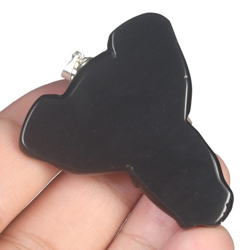 1.85" Natural Rainbow Obsidian Hand Carved Elephant Head Pendant #37E22 - Picture 8 of 8