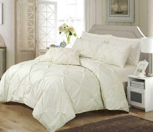 SET PIUMONE PINTUCK POLI COTONE COPRIPIUMINO SINGOLO MATRIMONIALE SUPER KING SIZE BIANCHERIA DA LETTO - Foto 3 di 17