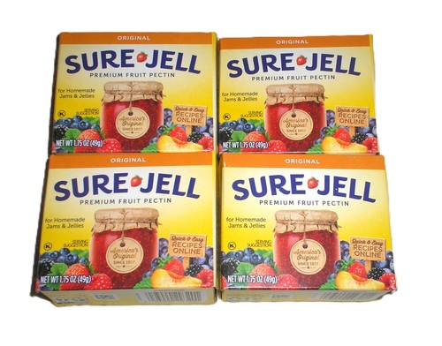 Lot of 4 Sure-Jell 100% Natural Premium Fruit Pectin 1.75 oz Box