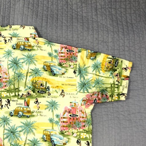Rima Hawaiian Shirt Men XL Yellow Tropical Island West Indies Beach Resort Surf - Picture 18 of 24