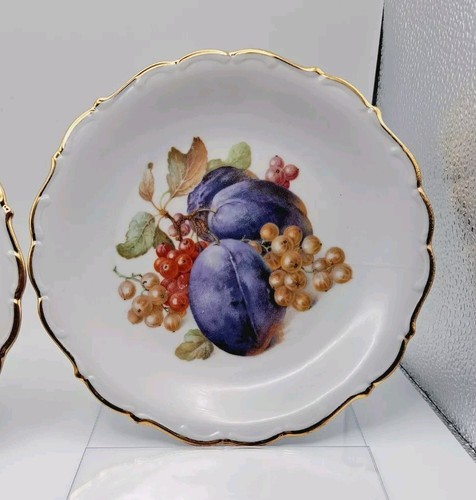 Schumann Fruit Plates Gold Rimmed 7 1/4" Arzberg Germany Set Of 2 - Picture 3 of 12