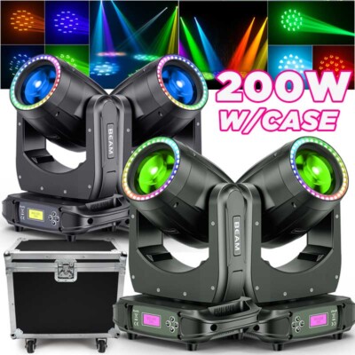 200W LED Moving Head Light RGBW Gobo Beam Stage DMX Spot Lighting DJ Disco&Case
