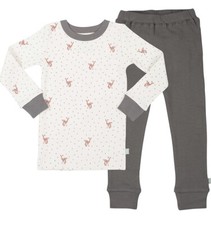 Finn + Emma Organic Cotton Pajama Sleep Set for Baby Boy or Girl – Fawn Size 2T