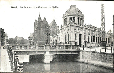 Gand. La Banque et le Chateau du Diable 1910