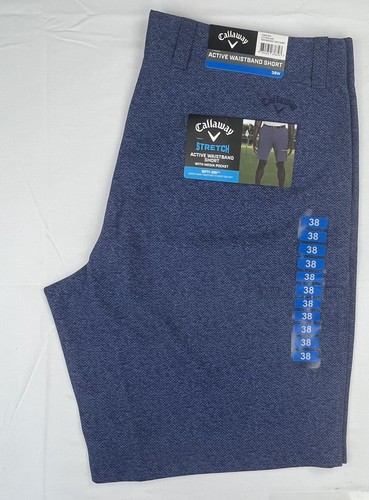 Callaway Opti-Dry Mens Blue Stretch Peacoat Media Pocket Shorts NWT Size 38W