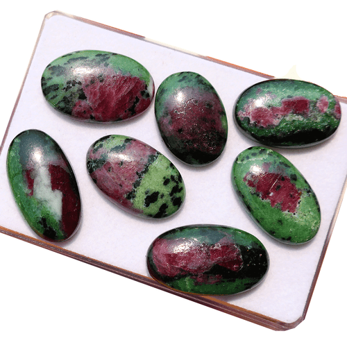 7 Pcs Natural Ruby Zoisite Hi-Quality 23.4mm-28.6mm Oval Cabochon Gemstones Lot - Picture 5 of 11