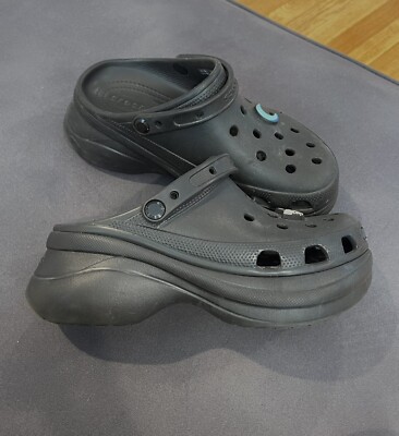 Women CROCS Classic Bae Clog Platform Shoes  Black Size 10