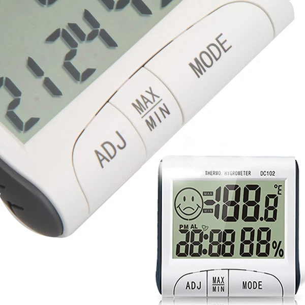 LCD Digitale Termometro Igrometro Misuratore umidità temperatura Orologio - Immagine 2 di 4