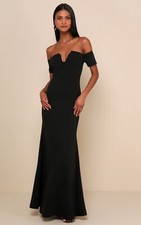 Lulus Lynne Black Off-The-Shoulder Mermaid Maxi Dress Size XL
