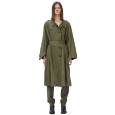 Celine Khaki Green Satin Cotton Windbreaker Trench Coat Size 40 By Phoebe Philo