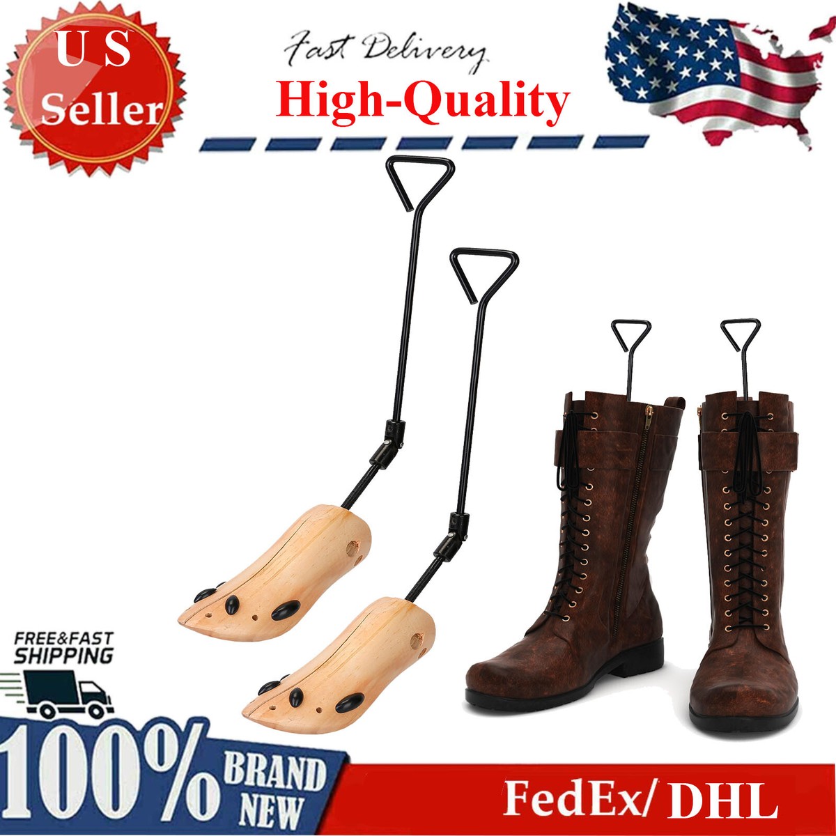 Exshoiu Schoen Boot Stretcher Mannen Vrouwen, 4-weg Boot Widener Stretch Breedte & Lengte, Verstelbare Lederen Boot Expander Brancard voor Brede