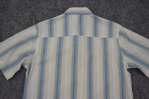 Rusty Button Shirt Medium Blue White Stripes Short Sleeve Surf Surfer Mens - Picture 11 of 12