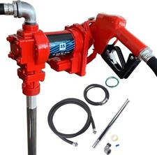 Red Fuel Transfer Pump with Discharge Hose  Auto Nozzle Kit for Diesel Kerosene