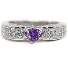 1CT Amethyst  Topaz 925 Solid Sterling Silver Ring Jewelry Sz 6,7,8 ZB7