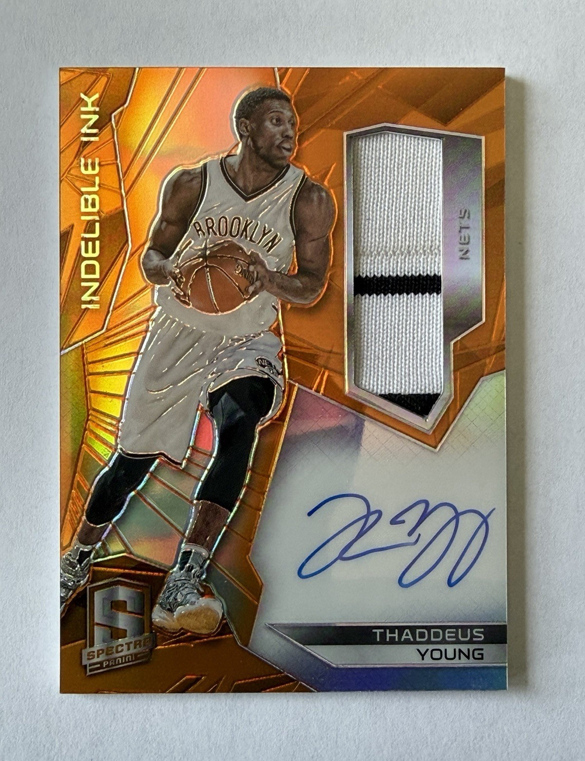 Panini 2015-16 Spectra - Thaddeus Young Indelible Ink Patch Auto #II-TYO