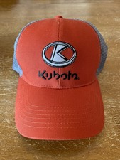 Kubota Tractor Hat Cap Orange And White Mesh Back Adjustable