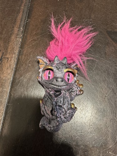 Lovely Colorful Purple Dragon Baby with Spiky Pink Hair Figurine With A Clip