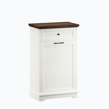 Tilt-Out Trash Cabinet w/ Drawer Kitchen Garbage Bin Holder for Living Room