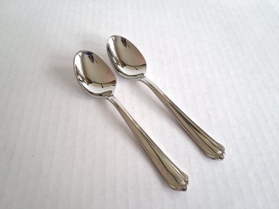 2pc Set Mikasa CLASSICO GLOSSY Stainless  18-8  Patrick Korea Teaspoons 6 1/8''