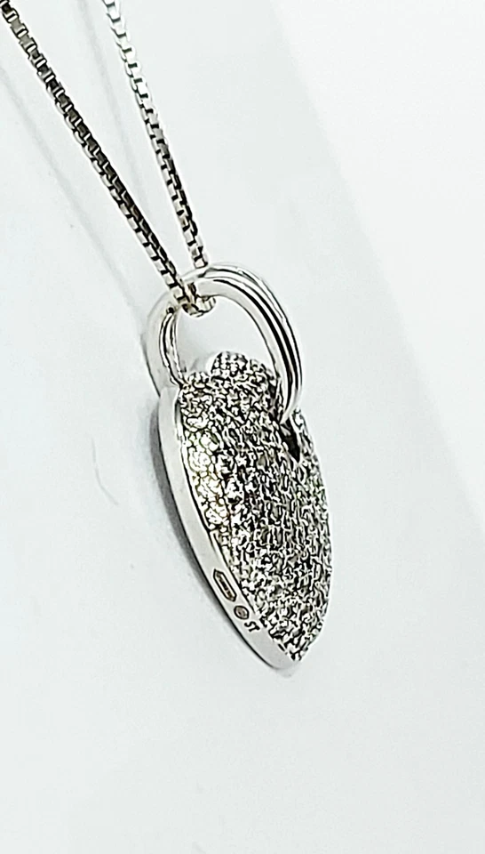 Collana Argento 925 Donna Ciondolo Cuore Gioiello Pendente e Zirconi Brillanti - Immagine 3 di 4
