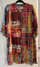 Johnny Was Bright And Beautiful Multicolor Button Front Dress XL chest 50