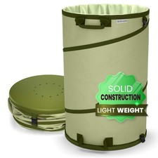 Collapsible -30 Gallon Canvas Garden Waste Bag -Pop-up Bucket Reusable Yard L...