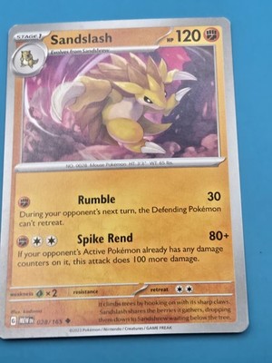 Sandslash 028/165: Pokemon Card 151 Regular  NM
